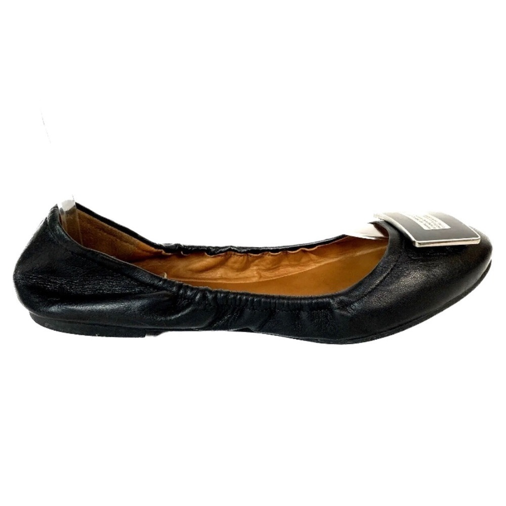 Marc Jacobs Black Leather Ballet Flats with Silver Plaque
